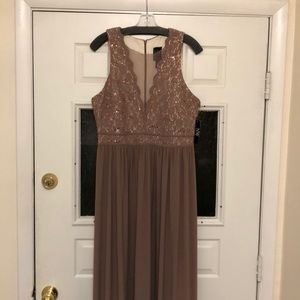 Floor length taupe dress